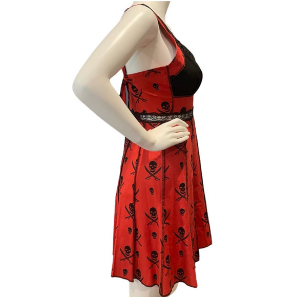 Shrine Vintage Cocktail Dress Orange Pirates Print Size M - Picture 6 of 16